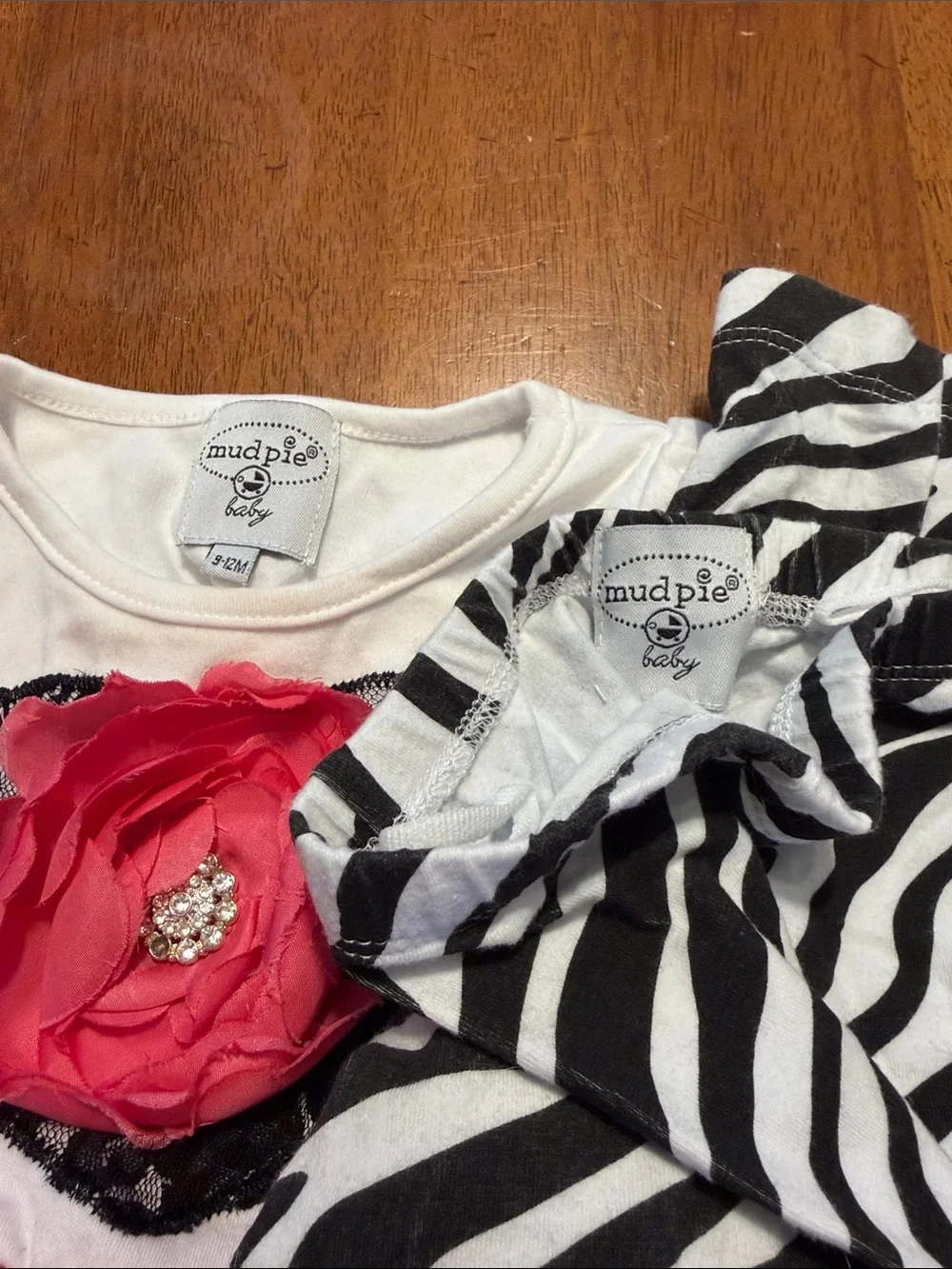 Mud Pie Pink Tulle Tutu Top with Zebra Print Leggings
